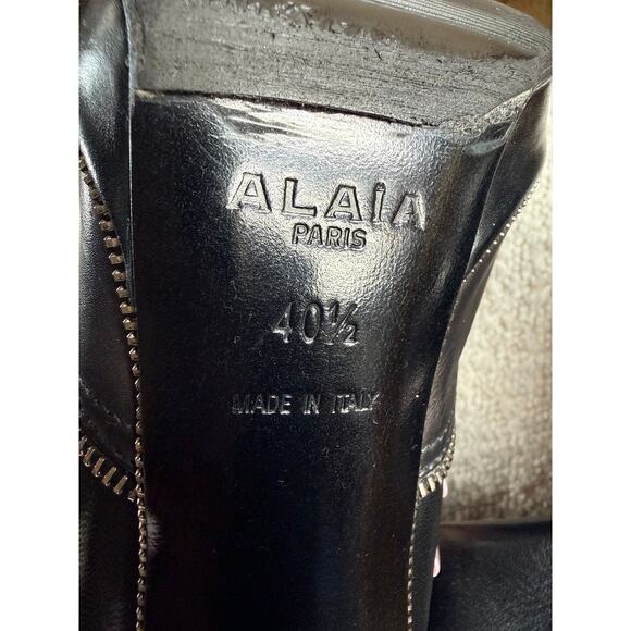 Alaïa Paris Black Leather Knee-High Zipper Boots 40.5 Italy - Picture 11 of 12